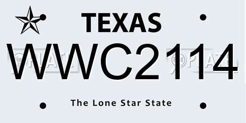 WWC2114 Texas License Plate