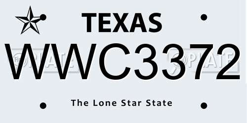 WWC3372 Texas License Plate