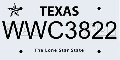 WWC3822 Texas License Plate