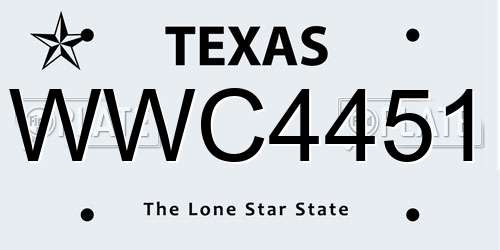 WWC4451 Texas License Plate
