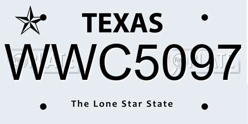 WWC5097 Texas License Plate
