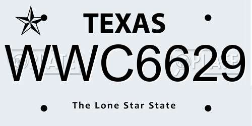 WWC6629 Texas License Plate