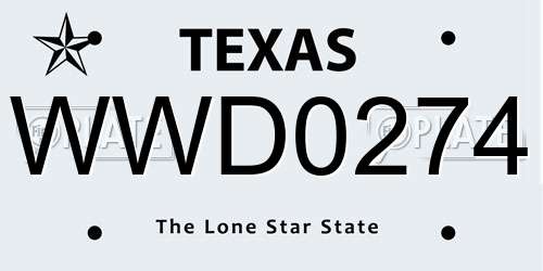 WWD0274 Texas License Plate