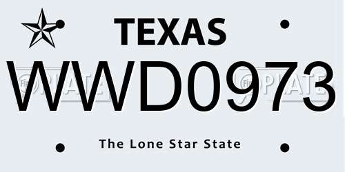 WWD0973 Texas License Plate