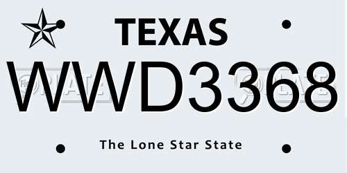 WWD3368 Texas License Plate