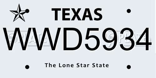 WWD5934 Texas License Plate