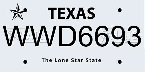 WWD6693 Texas License Plate