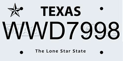 WWD7998 Texas License Plate