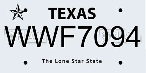 WWF7094 Texas License Plate
