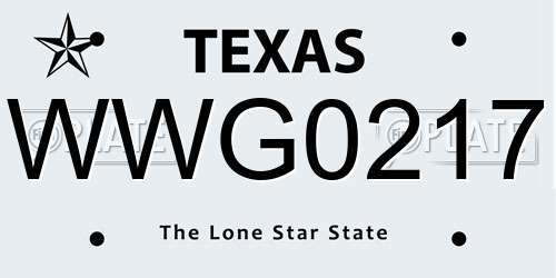 WWG0217 Texas License Plate