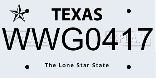 WWG0417 Texas License Plate