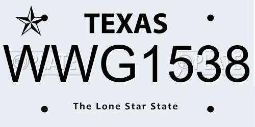 WWG1538 Texas License Plate