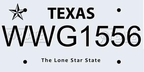 WWG1556 Texas License Plate
