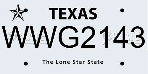 WWG2143 Texas License Plate