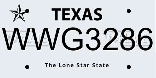 WWG3286 Texas License Plate