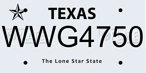 WWG4750 Texas License Plate