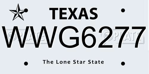 WWG6277 Texas License Plate