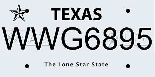 WWG6895 Texas License Plate