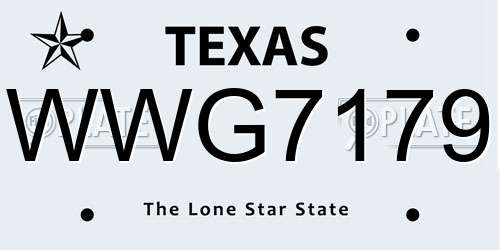 WWG7179 Texas License Plate