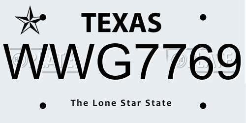 WWG7769 Texas License Plate