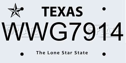 WWG7914 Texas License Plate