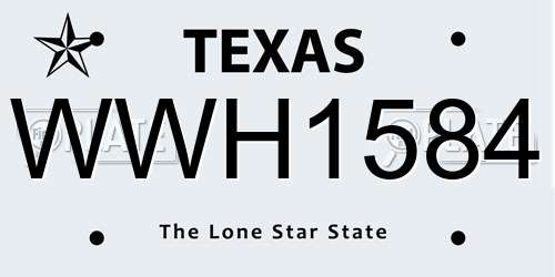 WWH1584 Texas License Plate