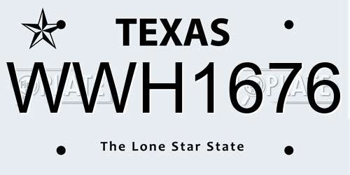WWH1676 Texas License Plate