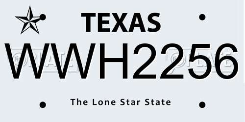 WWH2256 Texas License Plate