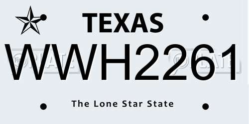 WWH2261 Texas License Plate