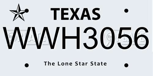 WWH3056 Texas License Plate