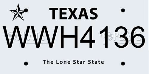 WWH4136 Texas License Plate