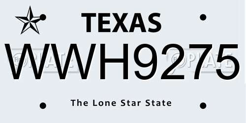 WWH9275 Texas License Plate