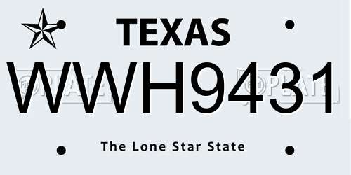 WWH9431 Texas License Plate