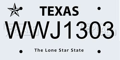 WWJ1303 Texas License Plate