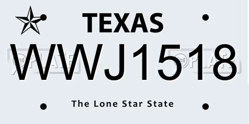 WWJ1518 Texas License Plate
