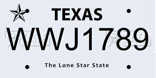 WWJ1789 Texas License Plate