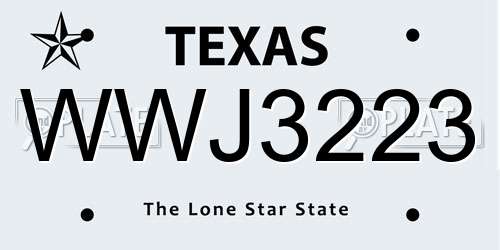 WWJ3223 Texas License Plate