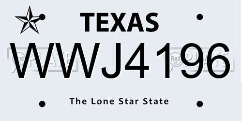 WWJ4196 Texas License Plate