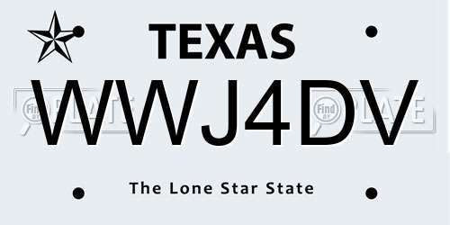 WWJ4DV Texas License Plate