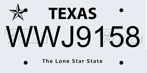 WWJ9158 Texas License Plate