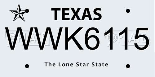 WWK6115 Texas License Plate