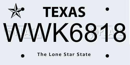 WWK6818 Texas License Plate