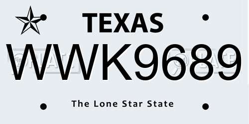 WWK9689 Texas License Plate