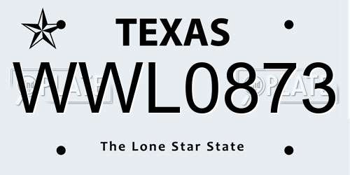 WWL0873 Texas License Plate