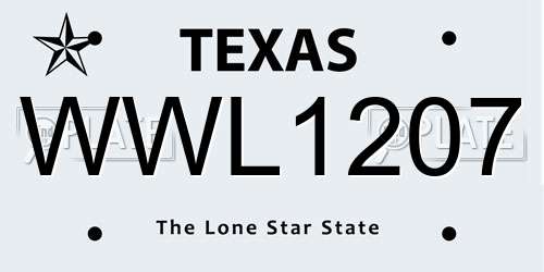 WWL1207 Texas License Plate