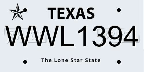 WWL1394 Texas License Plate