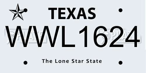 WWL1624 Texas License Plate
