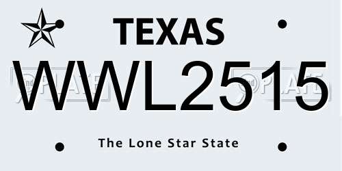WWL2515 Texas License Plate