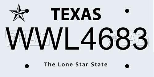 WWL4683 Texas License Plate