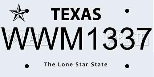 WWM1337 Texas License Plate
